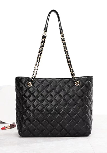 Adele Lambskin Chain Shoulder Tote Bag Black