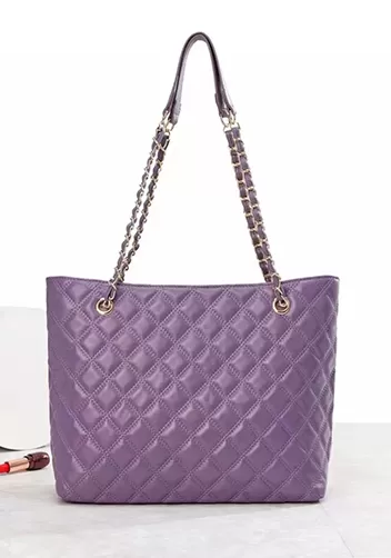 Adele Lambskin Chain Shoulder Tote Bag Purple