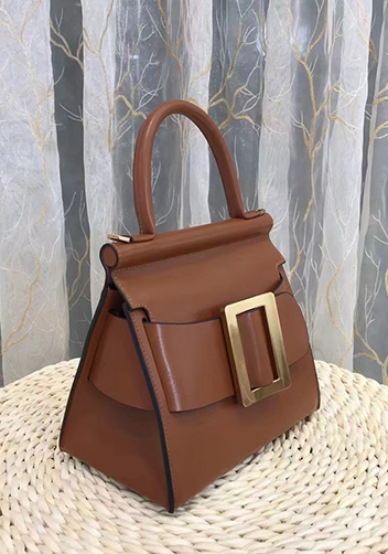 Alena Buckle Belt Top Handle Bag Brown