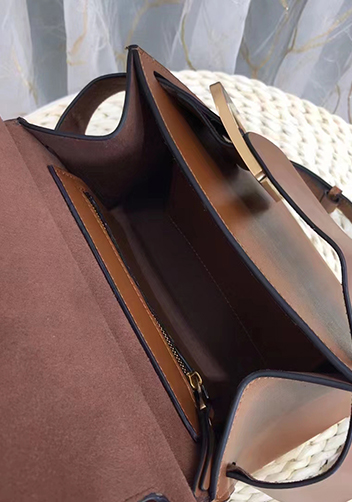 Alena Buckle Belt Top Handle Bag Brown