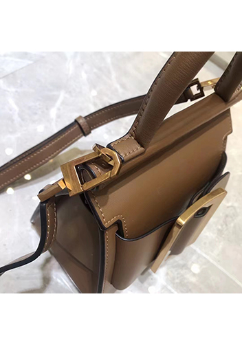 Alena Buckle Belt Top Handle Small Bag Brown