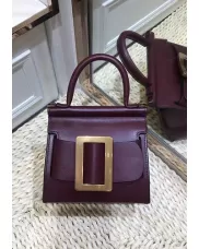 Alena Buckle Belt Top Handle Small Bag Burgundy