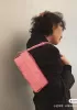 Mia Woven Smooth Leather Medium Shoulder Bag Barbie