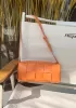 Mia Woven Smooth Leather Medium Shoulder Bag Orange