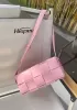 Mia Woven Smooth Leather Medium Shoulder Bag Pink