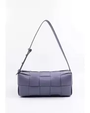 Mia Woven Smooth Leather Medium Shoulder Bag Purple