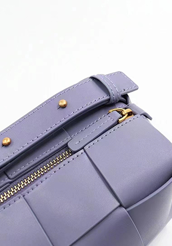 Mia Woven Smooth Leather Medium Shoulder Bag Purple