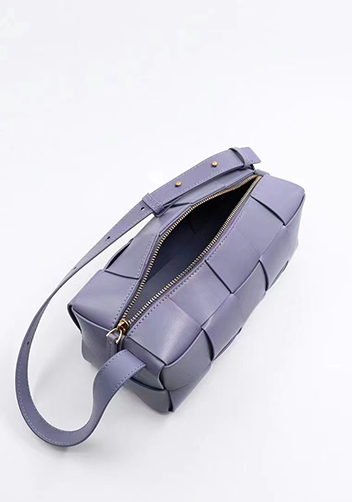 Mia Woven Smooth Leather Medium Shoulder Bag Purple
