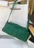 Mia Woven Smooth Leather Medium Shoulder Bag Racing Green