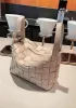 Mia Woven Leather Bowling Shoulder Bag Grey