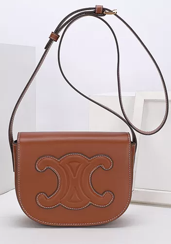 Yuga Leather Saddle Shoulder Small Bag Brown