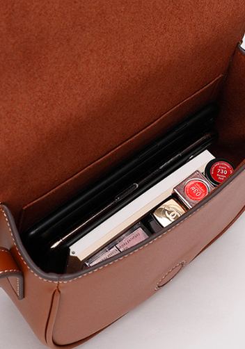 Yuga Leather Saddle Shoulder Small Bag Brown