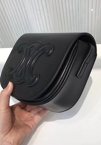 Yuga Leather Saddle Shoulder Small Bag Black