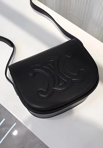 Yuga Leather Saddle Shoulder Small Bag Black