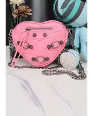 The Route 66 Leather Heart Shoulder Bag Pink
