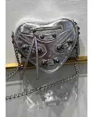 The Route 66 Leather Heart Shoulder Bag Silver