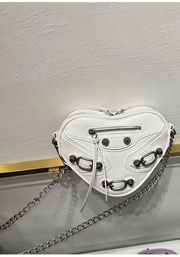 The Route 66 Leather Heart Shoulder Bag White
