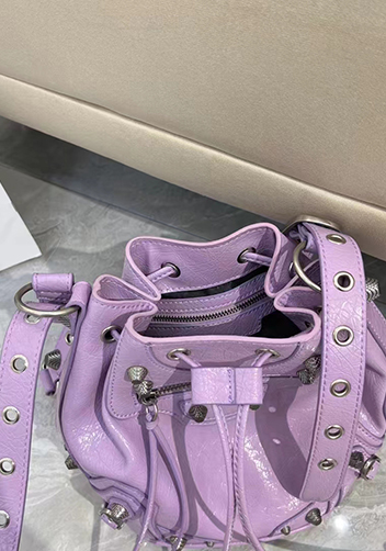 The Route 66 Leather Bucket Shoulder Bag Purple
