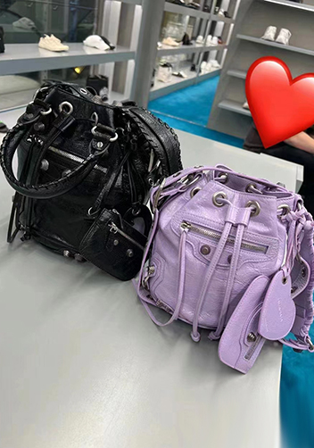 The Route 66 Leather Bucket Shoulder Bag Purple