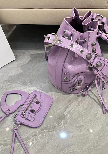 The Route 66 Leather Bucket Shoulder Bag Purple