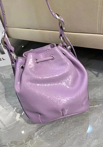 The Route 66 Leather Bucket Shoulder Bag Purple