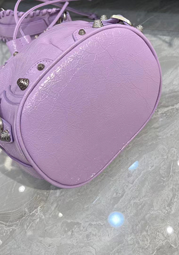 The Route 66 Leather Bucket Shoulder Bag Purple