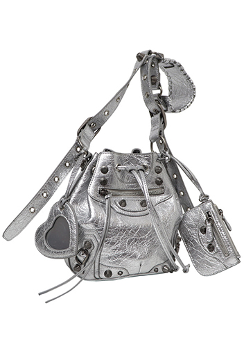 The Route 66 Leather Bucket Shoulder Bag Silver