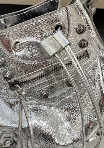 The Route 66 Leather Bucket Shoulder Bag Silver