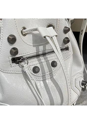 The Route 66 Leather Bucket Shoulder Bag White