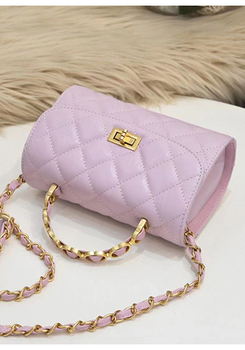 Adele Top Metal Handle Shoulder Bag Purple