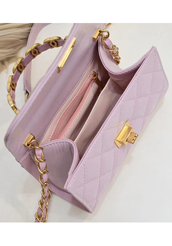Adele Top Metal Handle Shoulder Bag Purple