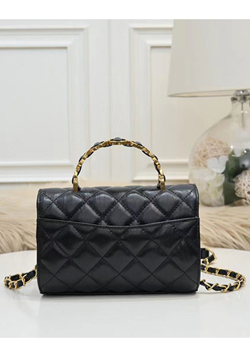 Adele Top Metal Handle Shoulder Bag Black