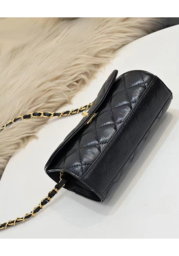 Adele Top Metal Handle Shoulder Bag Black