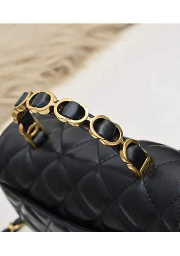 Adele Top Metal Handle Shoulder Bag Black