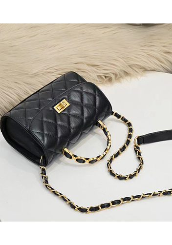 Adele Top Metal Handle Shoulder Bag Black