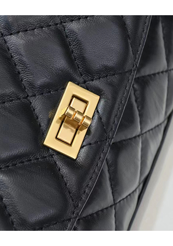 Adele Top Metal Handle Shoulder Bag Black