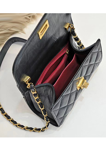 Adele Top Metal Handle Shoulder Bag Black