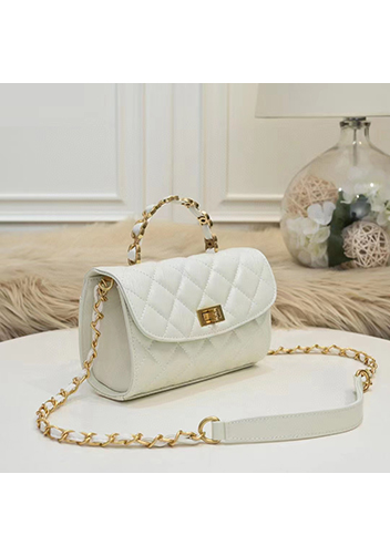 Adele Top Metal Handle Shoulder Bag White
