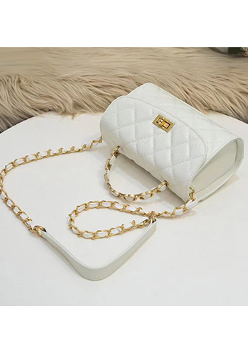 Adele Top Metal Handle Shoulder Bag White