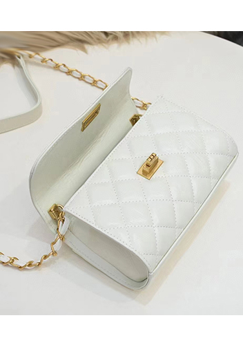 Adele Top Metal Handle Shoulder Bag White