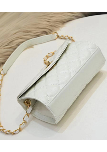 Adele Top Metal Handle Shoulder Bag White