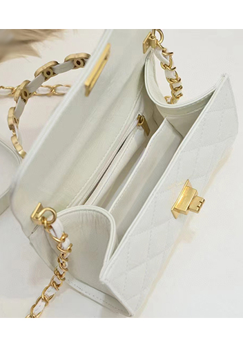 Adele Top Metal Handle Shoulder Bag White