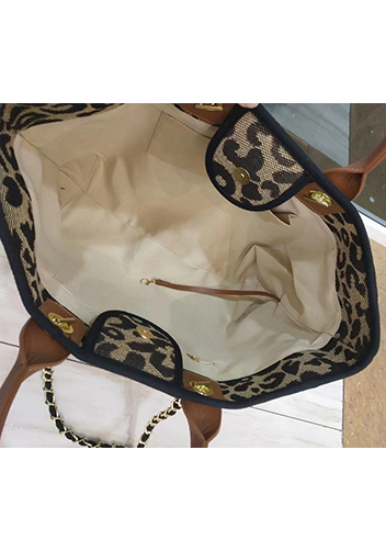 Adele Canvas Beach Tote Bag Leopard