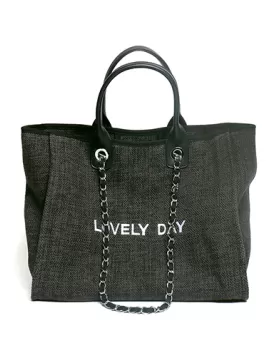 Adele Canvas Beach Tote Bag Lovely Day Grey