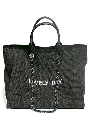 Adele Canvas Beach Tote Bag Lovely Day Grey