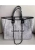Adele Canvas Beach Tote Bag Lovely Day Grey White