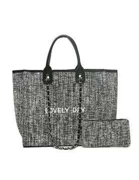 Adele Canvas Beach Tote Bag Lovely Day Light Grey