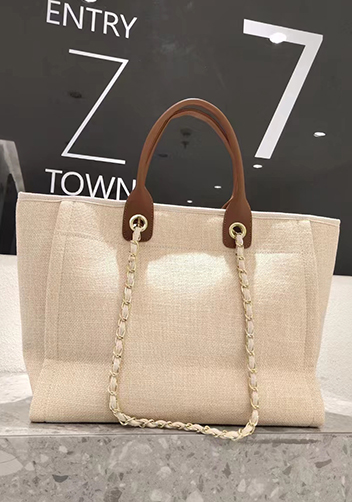 Adele Canvas Beach Tote Bag Stripe Cream