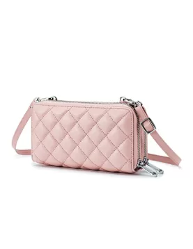 Jenna Quilted Wallet Leather Pink