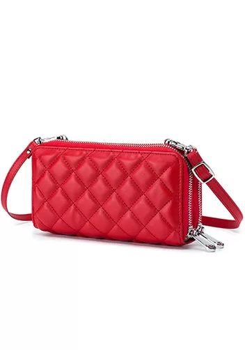 Jenna Quilted Wallet Leather Red